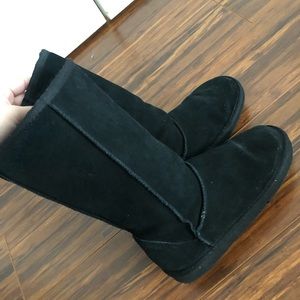 Black suede fur lining boots